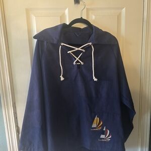 Vintage Navy Blue Pullover with Sailboat Embroidery